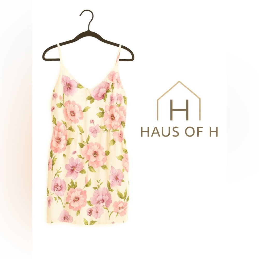 Floral V-Neck shorts romper Hawaiian Pink and Cream floral